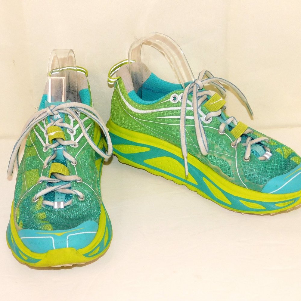 Hoka One One W Huaka Green Blue Running Road Comfort Shoes Women's Size 7.5